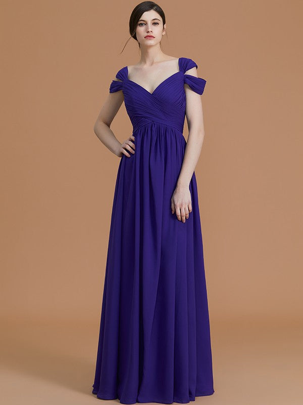 Charming Off-the-Shoulder Sleeveless Ruched Chiffon Bridesmaid Dresses