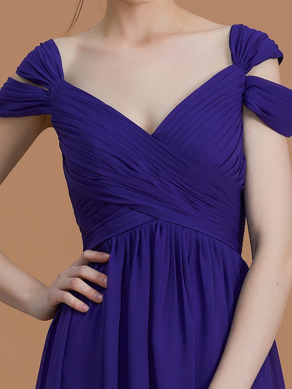 Charming Off-the-Shoulder Sleeveless Ruched Chiffon Bridesmaid Dresses