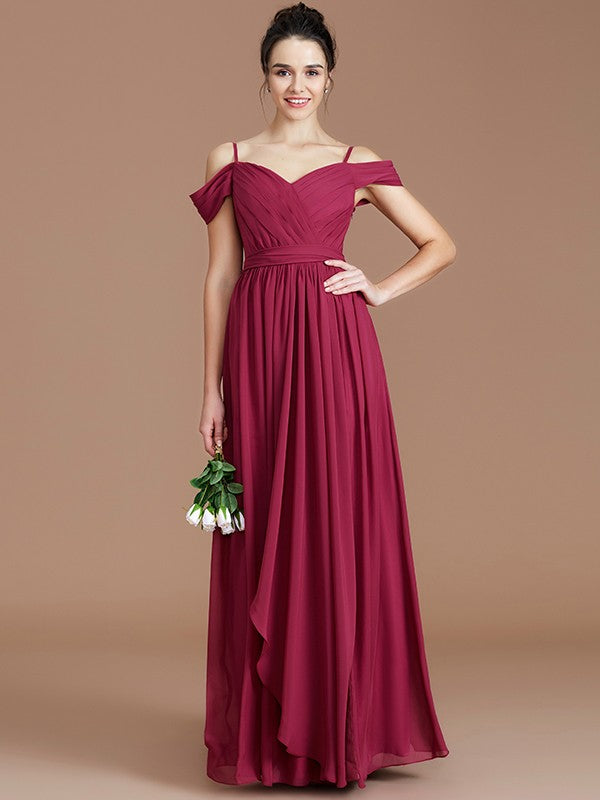 Charming Off-the-Shoulder Sleeveless Ruched Chiffon Bridesmaid Dresses