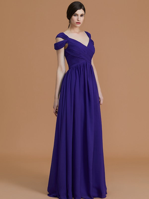 Charming Off-the-Shoulder Sleeveless Ruched Chiffon Bridesmaid Dresses