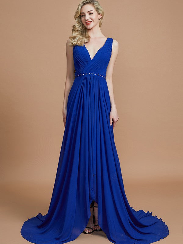 Charming Sleeveless V-neck Chiffon Bridesmaid Dresses