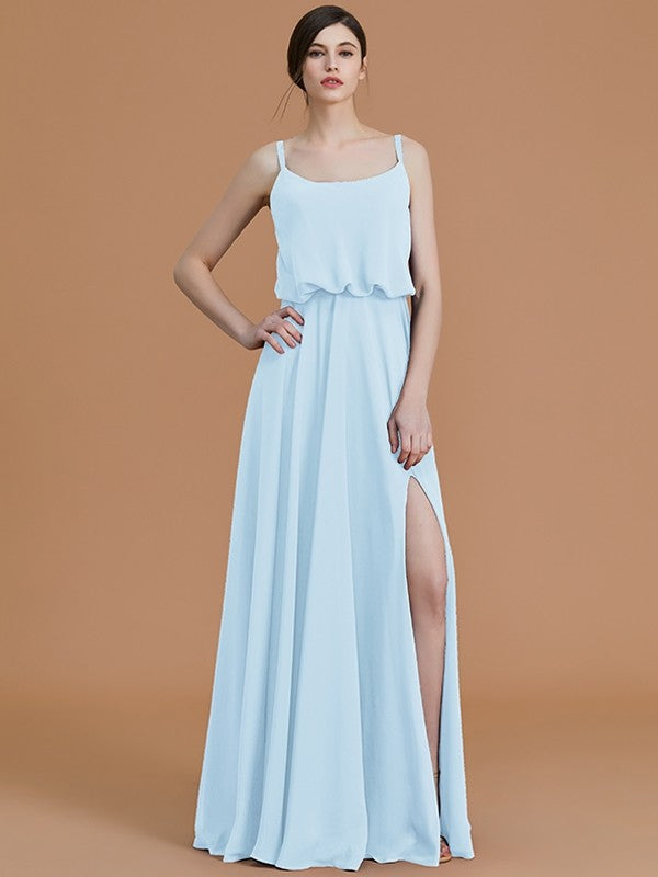 Charming Spaghetti Straps Sleeveless Ruffles Chiffon Bridesmaid Dresses