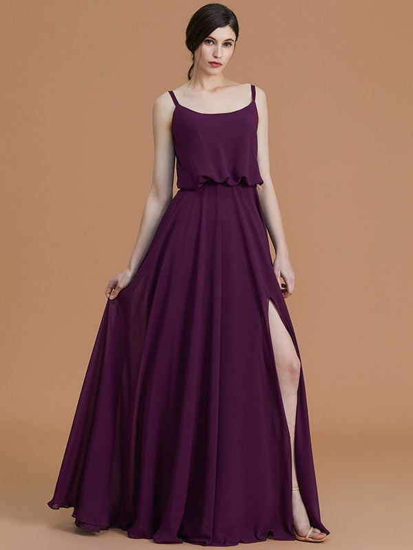 Charming Spaghetti Straps Sleeveless Ruffles Chiffon Bridesmaid Dresses