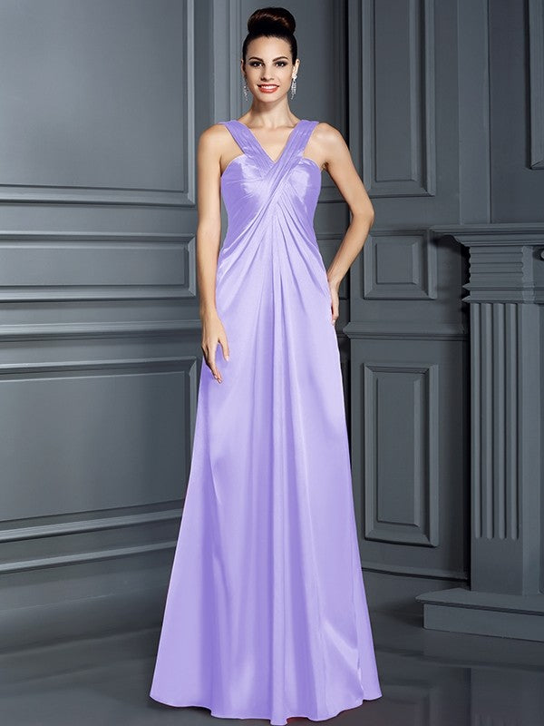 Charming Straps Sleeveless Long Bridesmaid Dresses