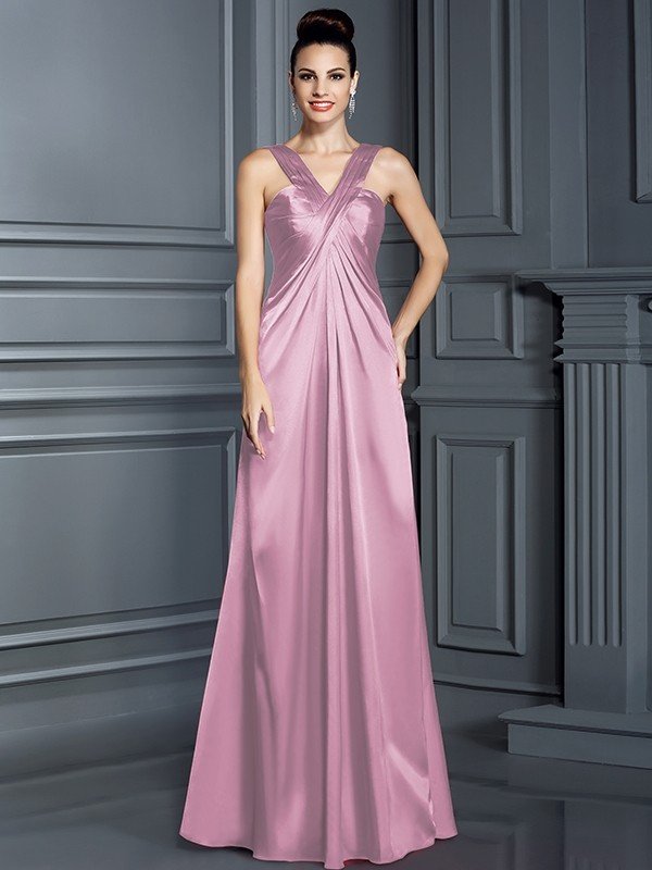 Charming Straps Sleeveless Long Bridesmaid Dresses