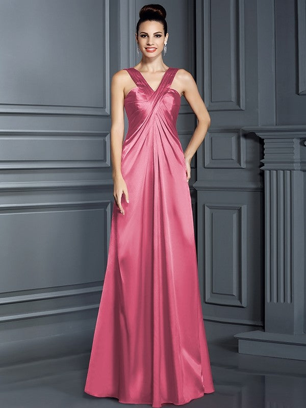 Charming Straps Sleeveless Long Bridesmaid Dresses