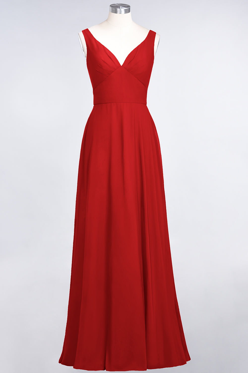 Chic Chiffon V-Neck Straps Ruffle Affordable Bridesmaid dresses with Open Back