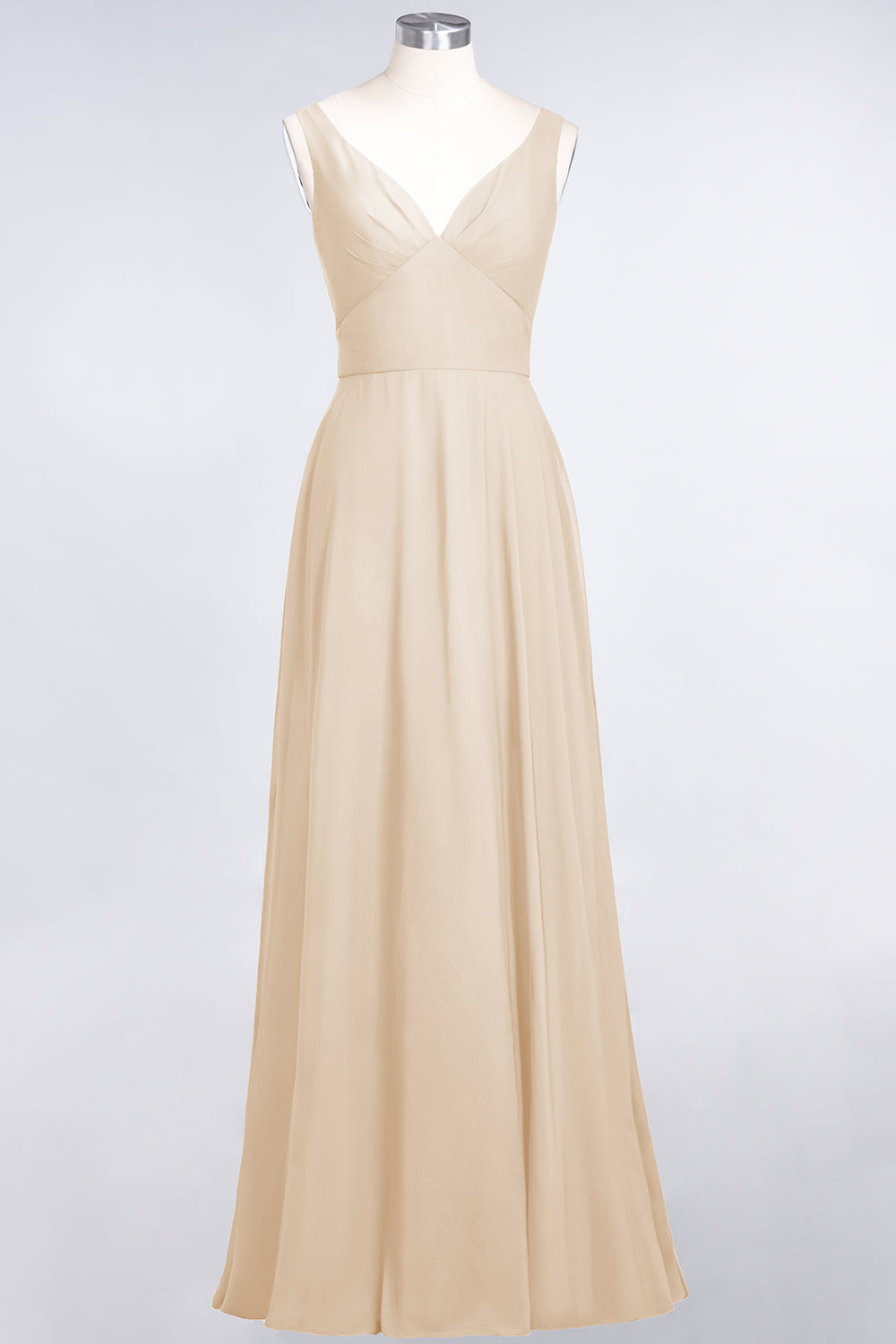 Chic Chiffon V-Neck Straps Ruffle Affordable Bridesmaid dresses with Open Back