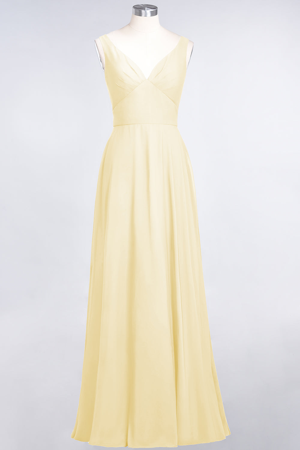 Chic Chiffon V-Neck Straps Ruffle Affordable Bridesmaid dresses with Open Back