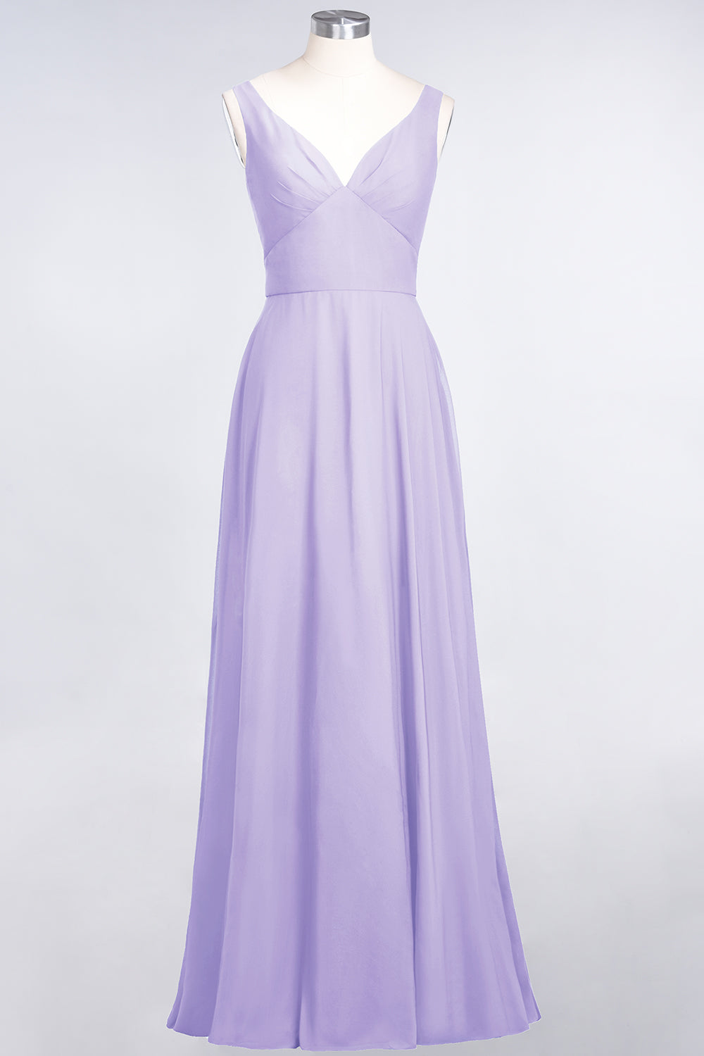 Chic Chiffon V-Neck Straps Ruffle Affordable Bridesmaid dresses with Open Back