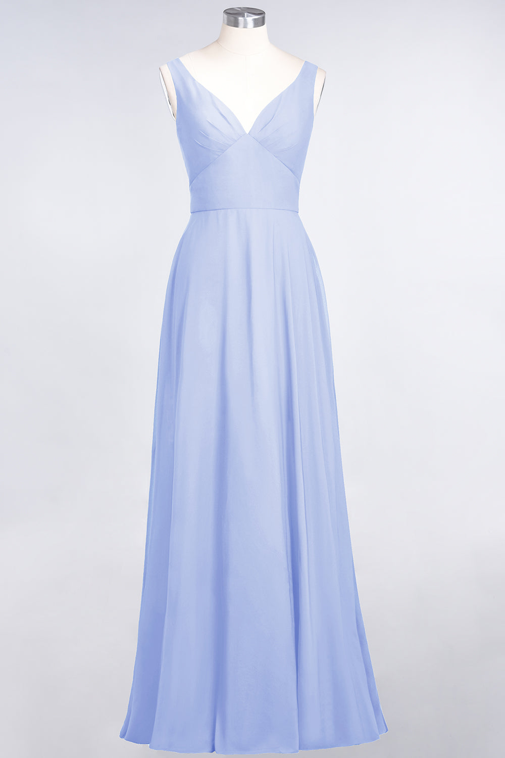 Chic Chiffon V-Neck Straps Ruffle Affordable Bridesmaid dresses with Open Back