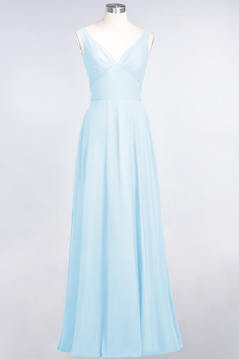 Chic Chiffon V-Neck Straps Ruffle Affordable Bridesmaid dresses with Open Back