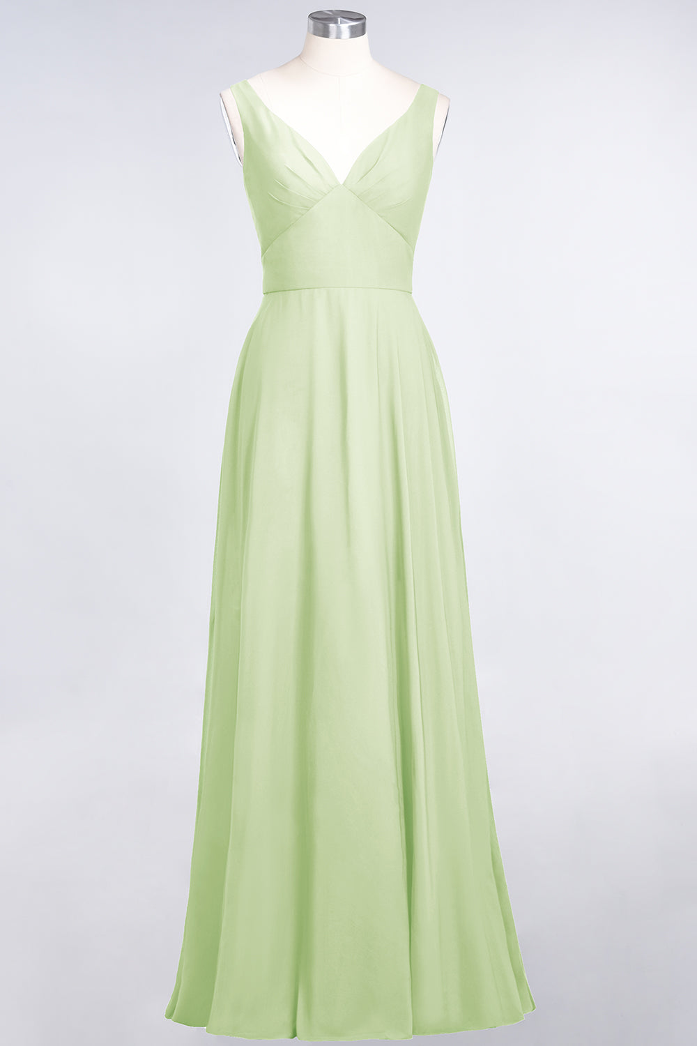 Chic Chiffon V-Neck Straps Ruffle Affordable Bridesmaid dresses with Open Back