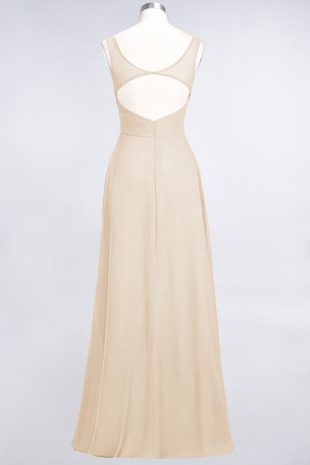 Chic Chiffon V-Neck Straps Ruffle Affordable Bridesmaid dresses with Open Back