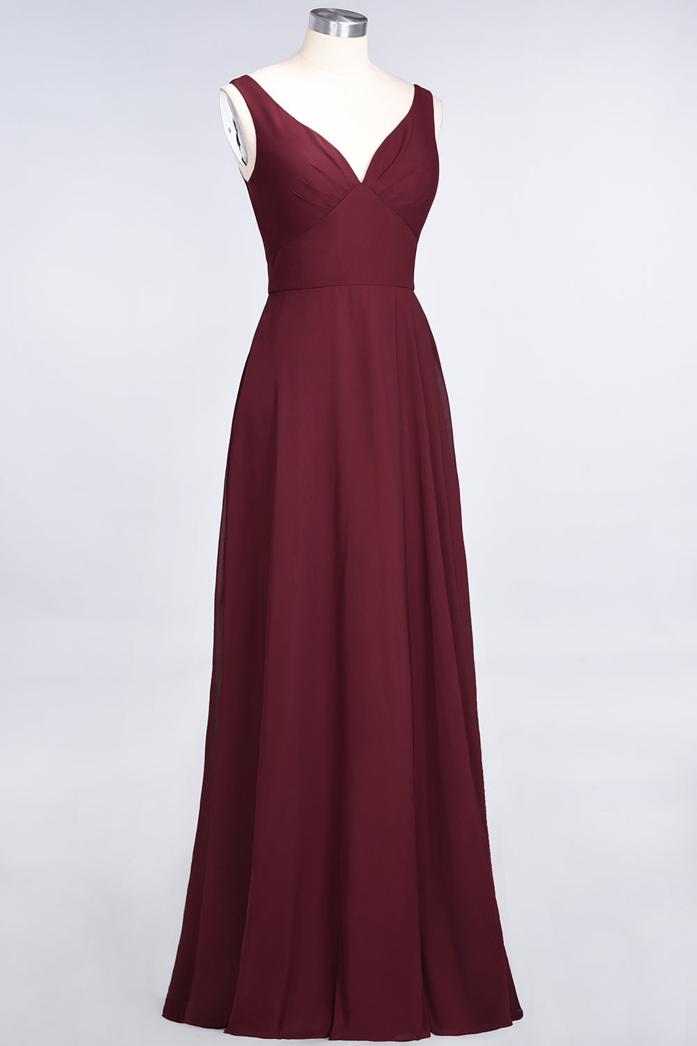 Chic Chiffon V-Neck Straps Ruffle Affordable Bridesmaid dresses with Open Back