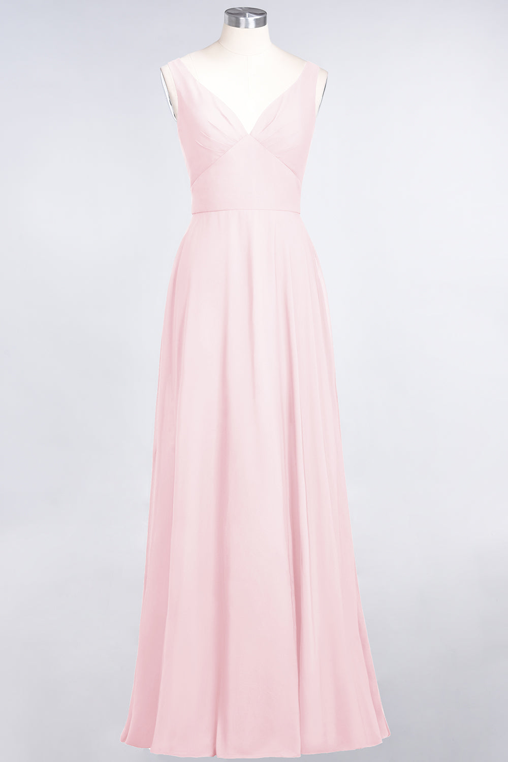 Chic Chiffon V-Neck Straps Ruffle Affordable Bridesmaid dresses with Open Back