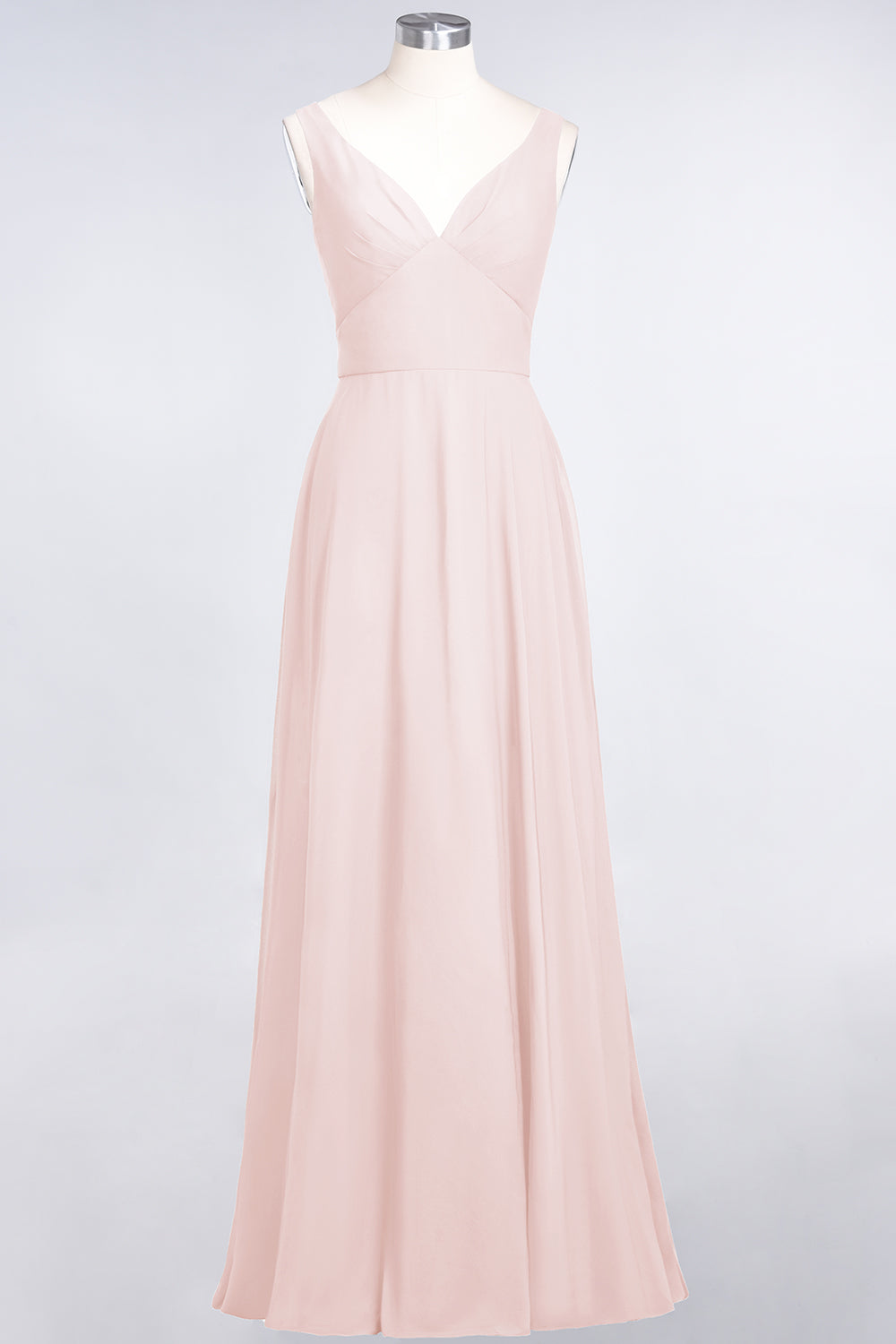 Chic Chiffon V-Neck Straps Ruffle Affordable Bridesmaid dresses with Open Back