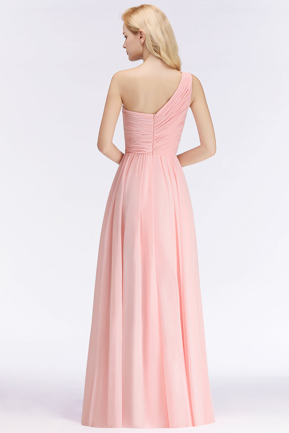 Chic One-shoulder Ruffle Sleeveless Bridesmaid Dresses Affordable - Fashionpara