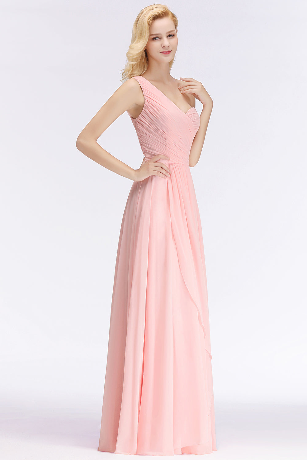 Chic One-shoulder Ruffle Sleeveless Bridesmaid Dresses Affordable - Fashionpara