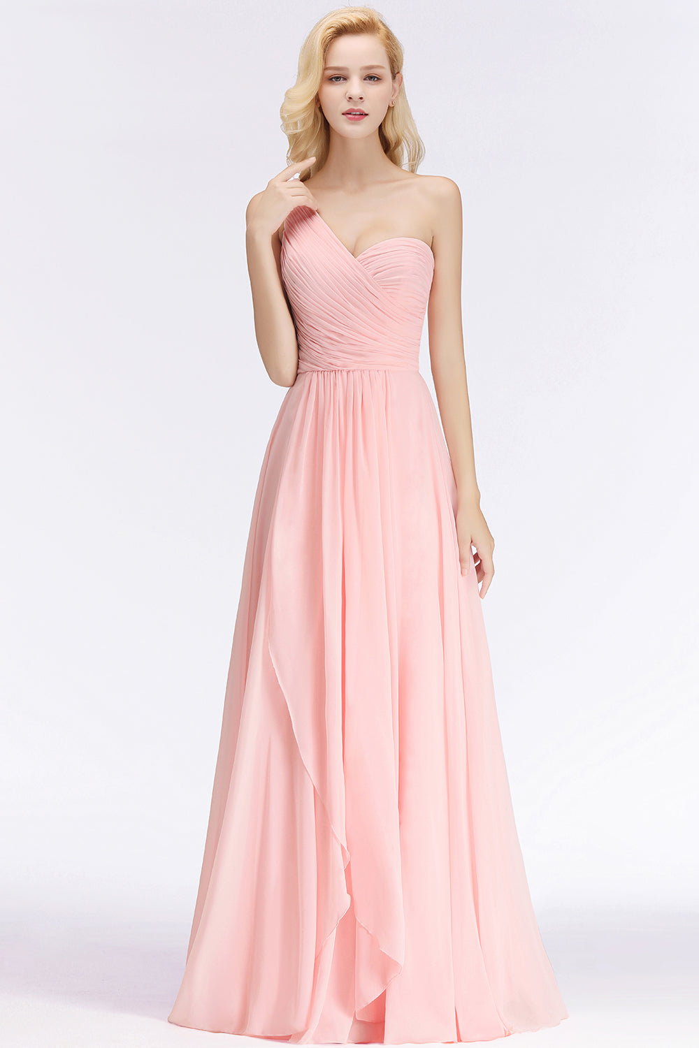 Chic One-shoulder Ruffle Sleeveless Bridesmaid Dresses Affordable - Fashionpara