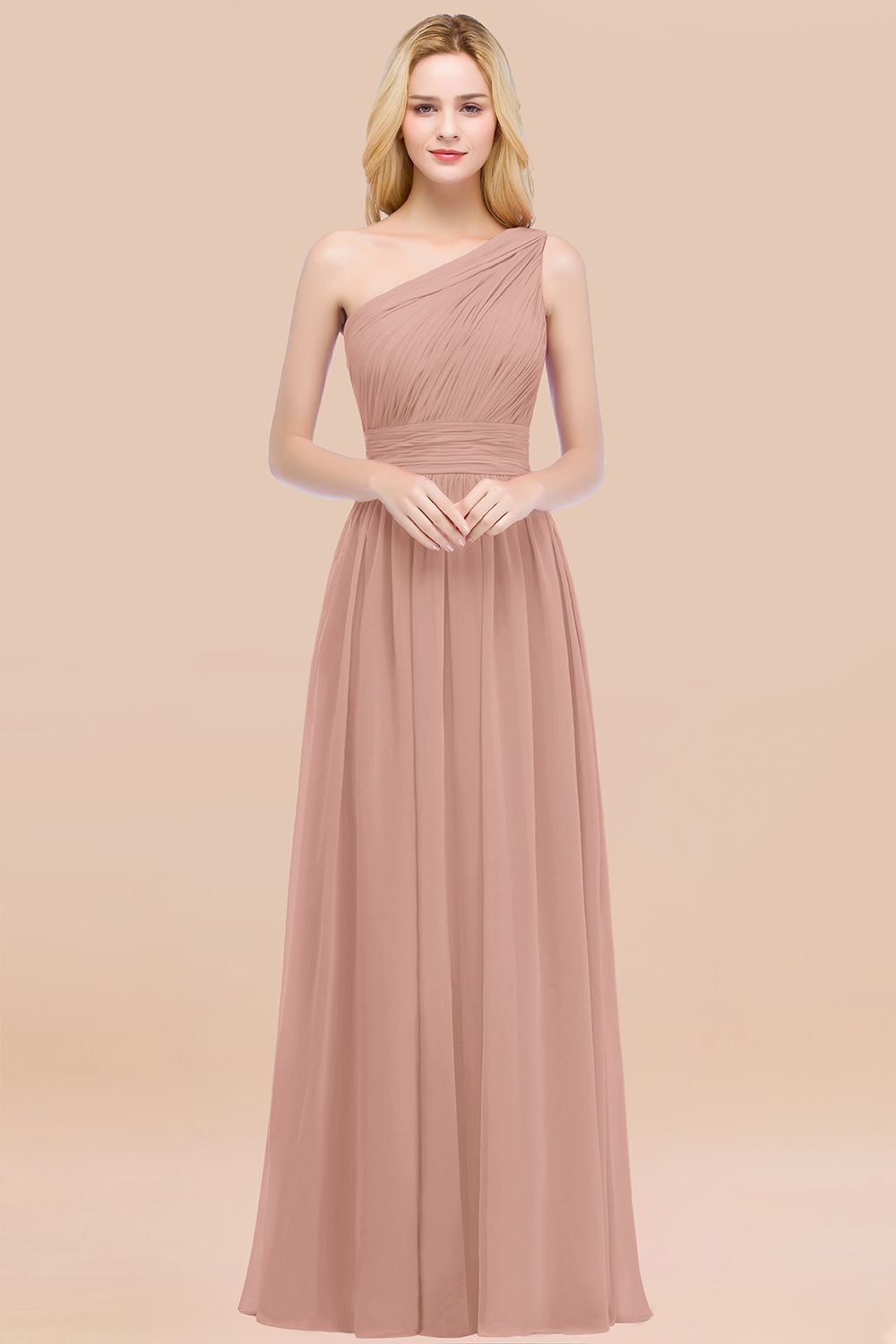 Chic One-shoulder Sleeveless Burgundy Chiffon Bridesmaid dresses