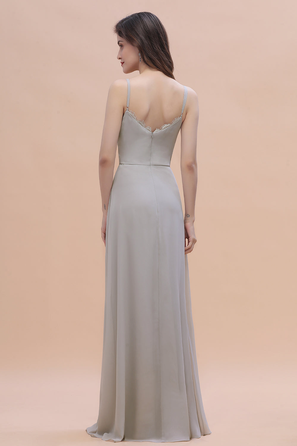 Chic Spaghetti Straps Chiffon Lace A-Line Bridesmaid Dresses On Sale