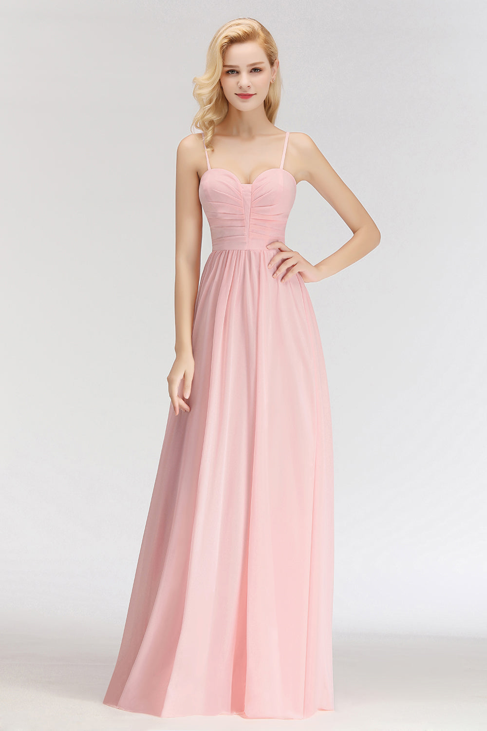 Chiffon Spaghetti-Straps Sleeveless Affordable Bridesmaid Dresses