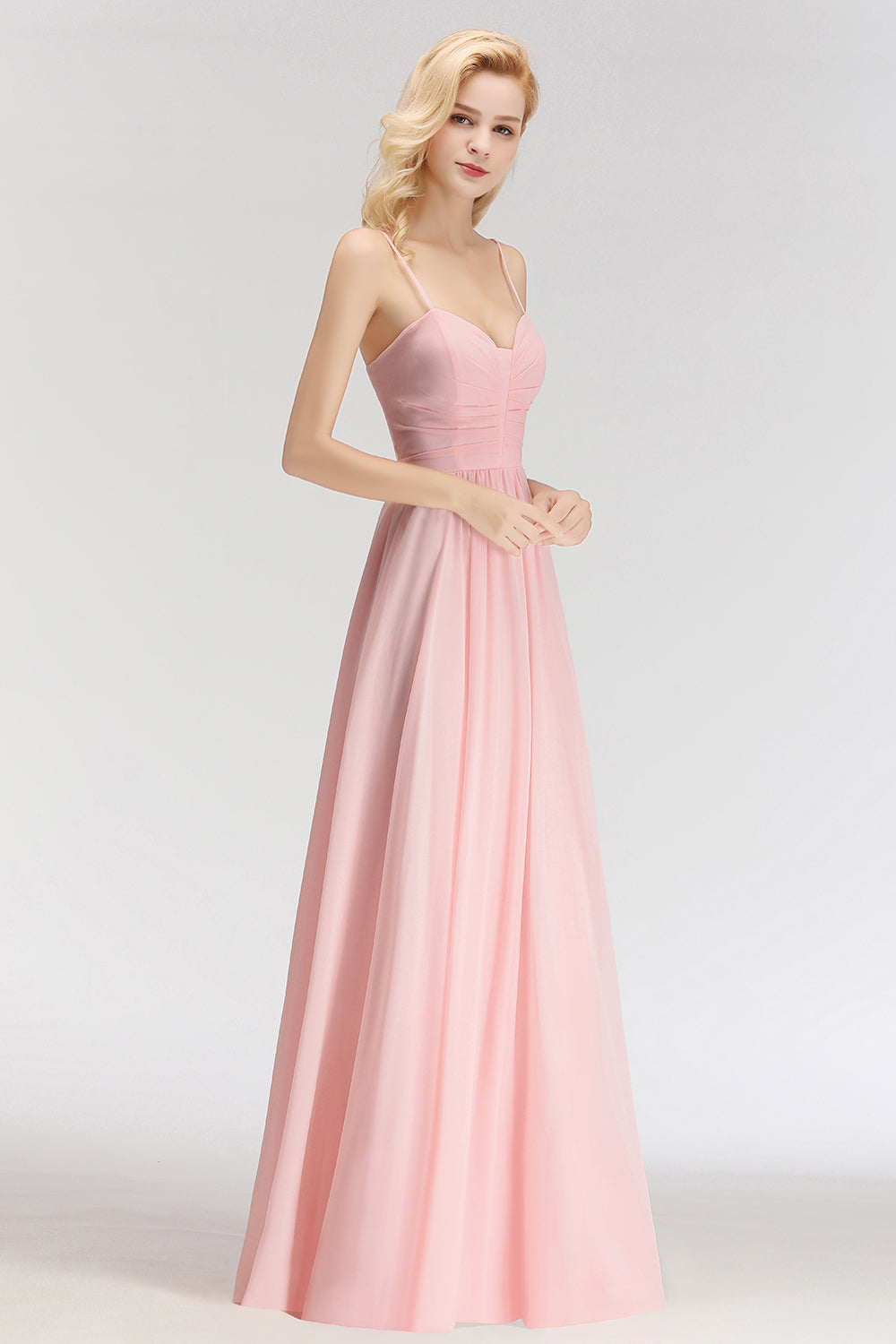 Chiffon Spaghetti-Straps Sleeveless Affordable Bridesmaid Dresses