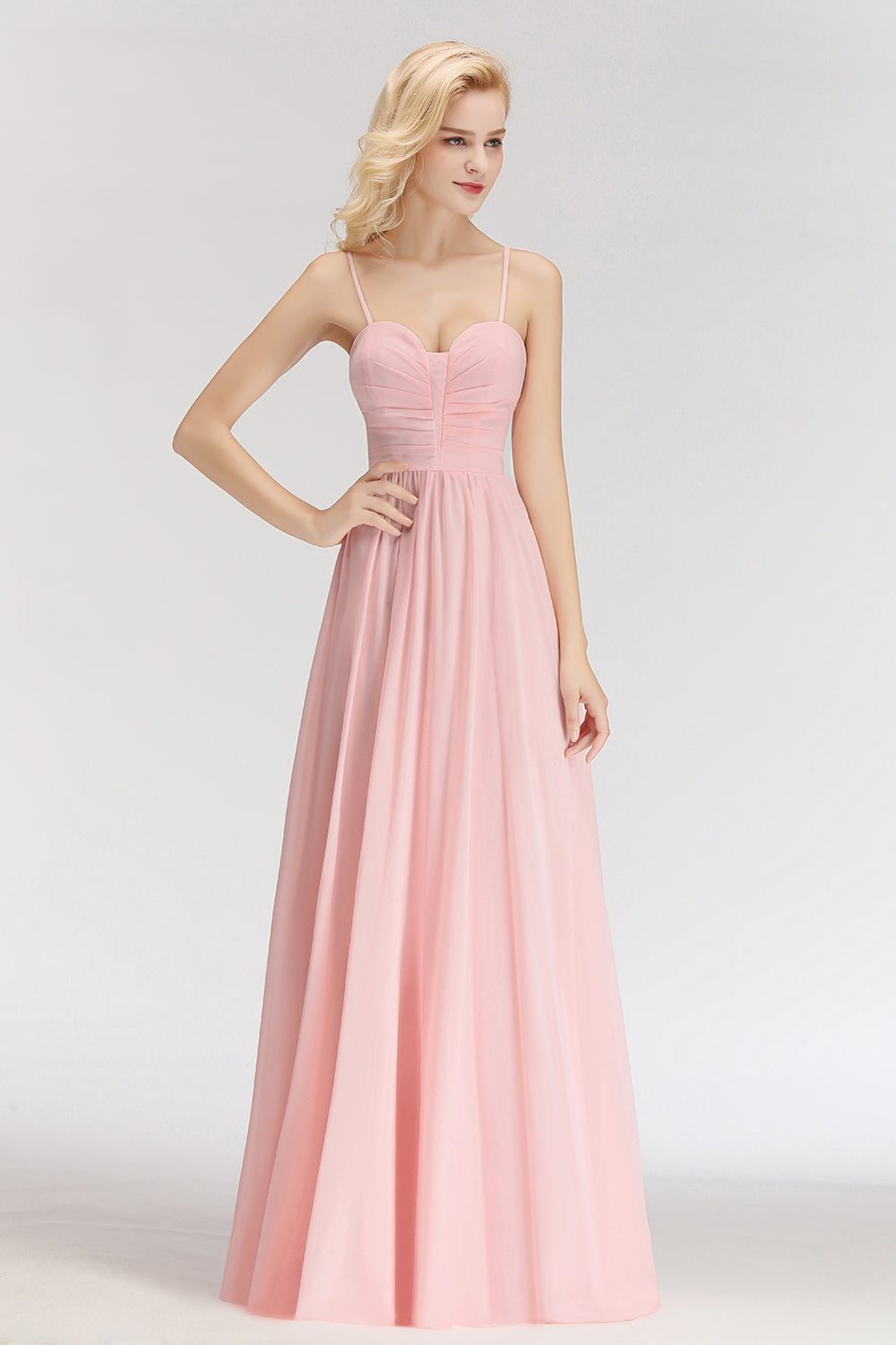 Chiffon Spaghetti-Straps Sleeveless Affordable Bridesmaid Dresses