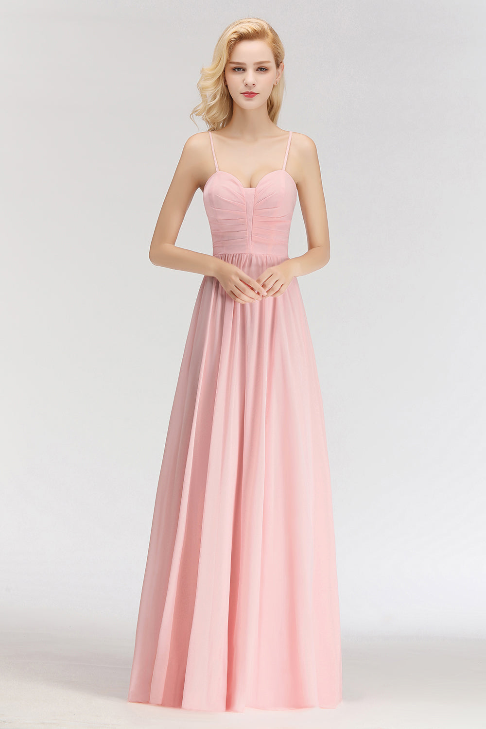 Chiffon Spaghetti-Straps Sleeveless Affordable Bridesmaid Dresses