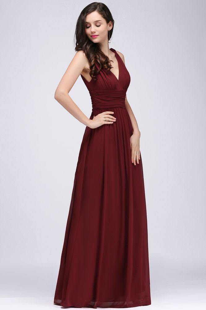 Gorgeous V-Neck Chiffon Floor-Length A-Line Evening Dresses