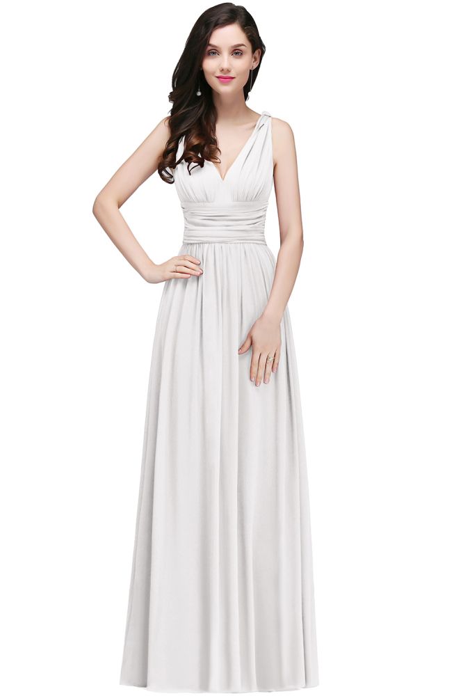 Gorgeous V-Neck Chiffon Floor-Length A-Line Evening Dresses