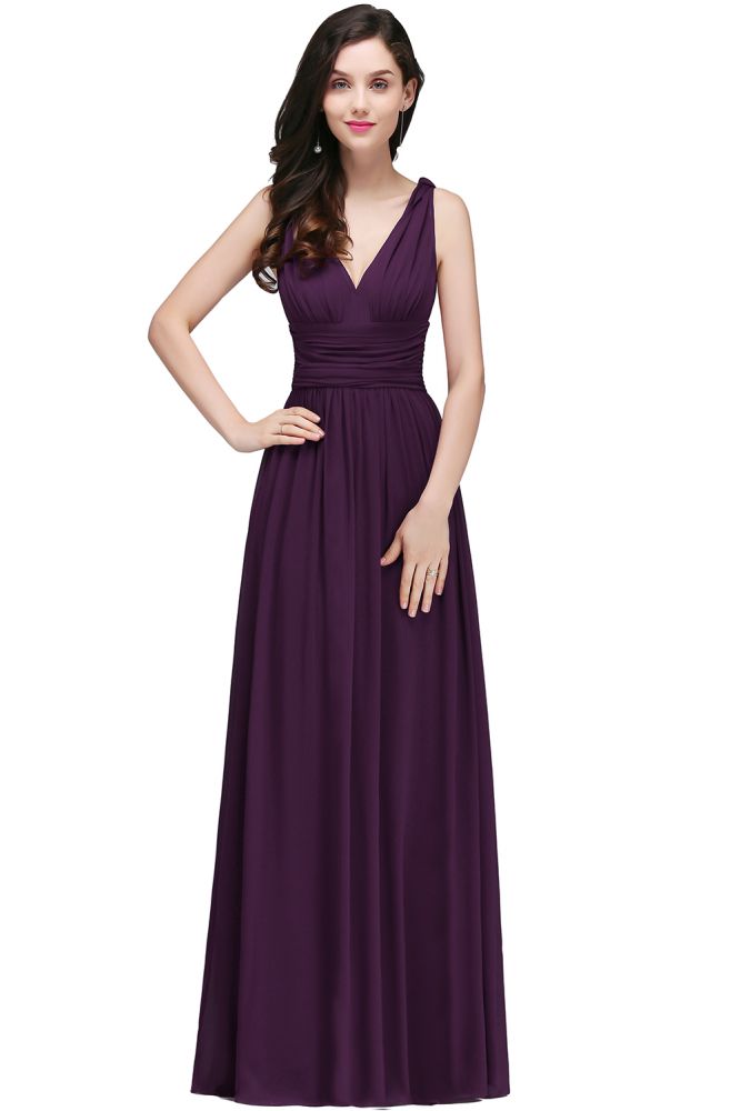 Gorgeous V-Neck Chiffon Floor-Length A-Line Evening Dresses