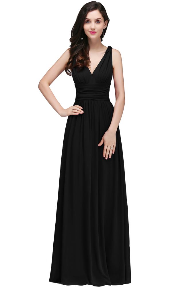 Gorgeous V-Neck Chiffon Floor-Length A-Line Evening Dresses