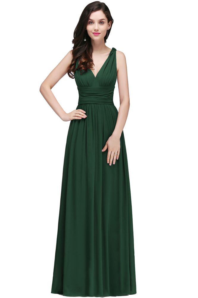 Gorgeous V-Neck Chiffon Floor-Length A-Line Evening Dresses