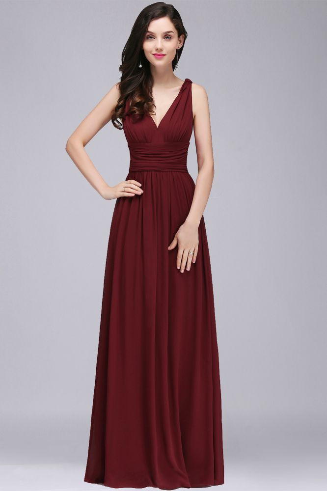 Gorgeous V-Neck Chiffon Floor-Length A-Line Evening Dresses