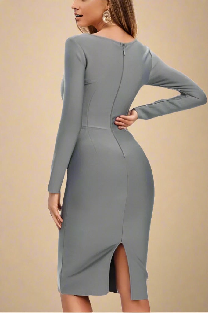 Cia Long Sleeve  Bandage Dress - Steel Grey