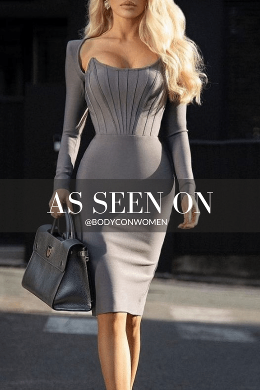 Cia Long Sleeve  Bandage Dress - Steel Grey