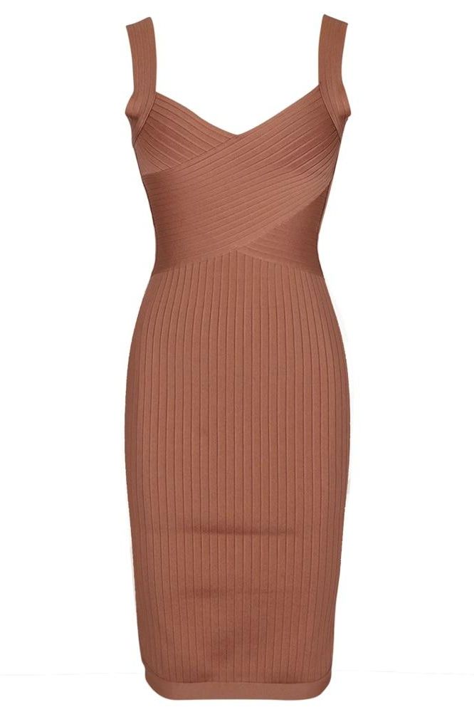 Ciara Bandage Dress -  Tan Brown - Fashionpara