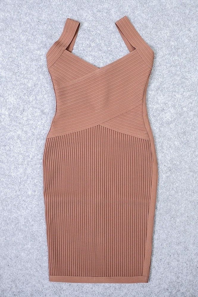 Ciara Bandage Dress -  Tan Brown - Fashionpara