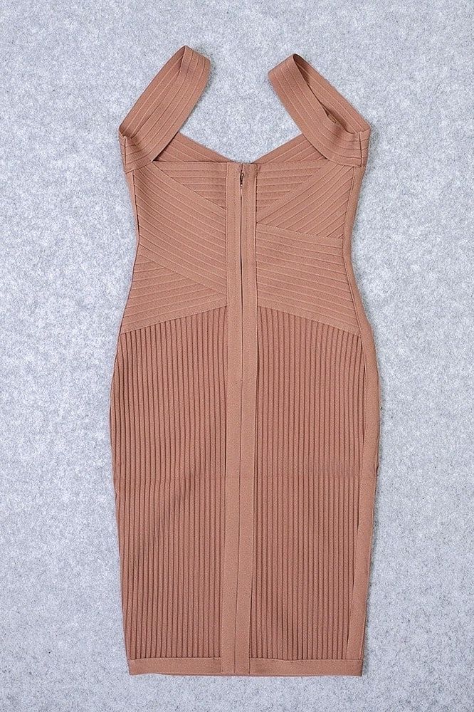 Ciara Bandage Dress -  Tan Brown - Fashionpara