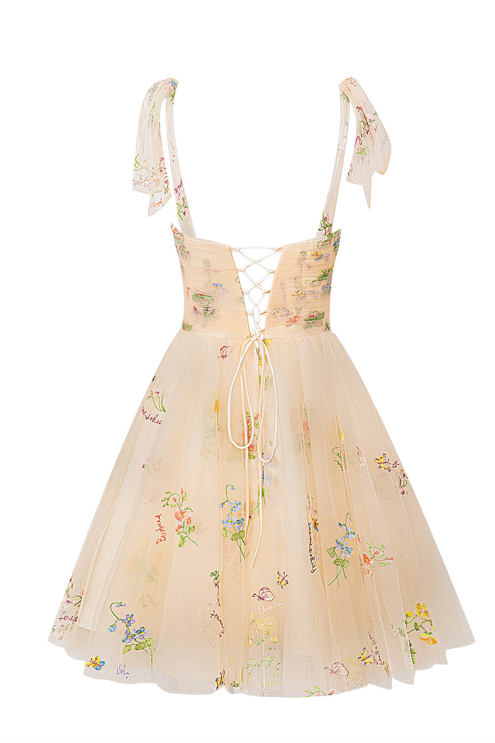 Claire A-Line Short Sweetheart Tulle Floral Homecoming Dress