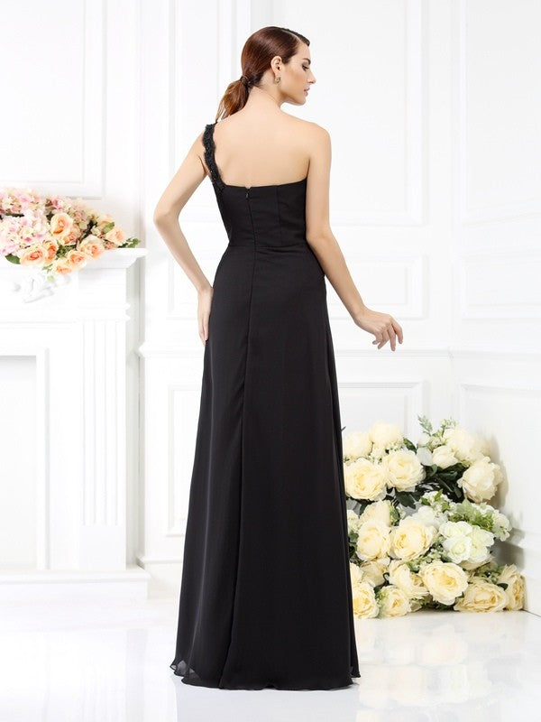 Classy Sleeveless One Shoulders Long Satin Bridesmaid Dresses