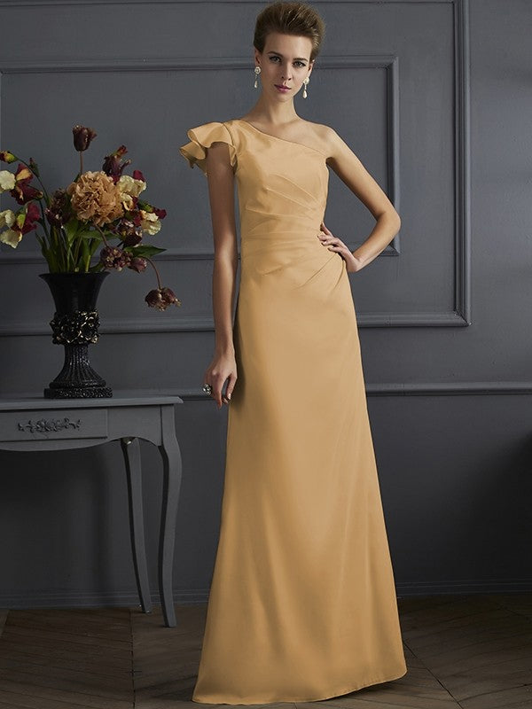 Classy Sleeveless One Shoulders Pleats Long Bridesmaid Dresses