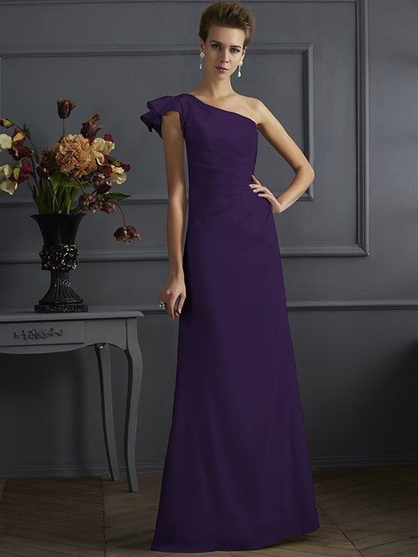 Classy Sleeveless One Shoulders Pleats Long Bridesmaid Dresses