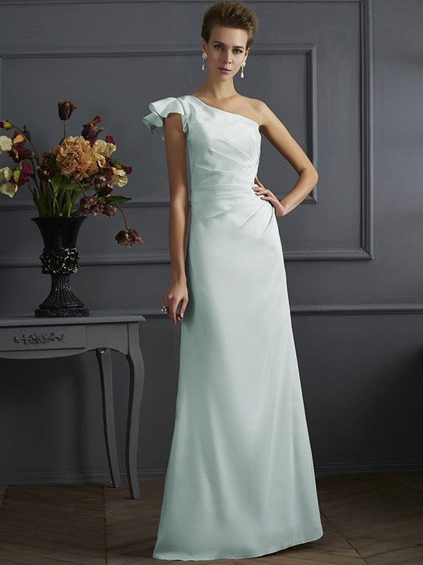 Classy Sleeveless One Shoulders Pleats Long Bridesmaid Dresses