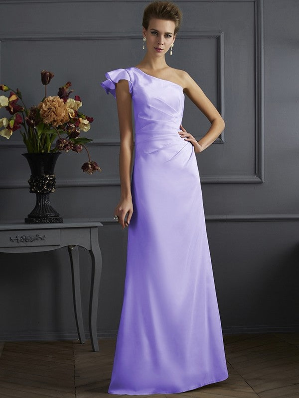 Classy Sleeveless One Shoulders Pleats Long Bridesmaid Dresses