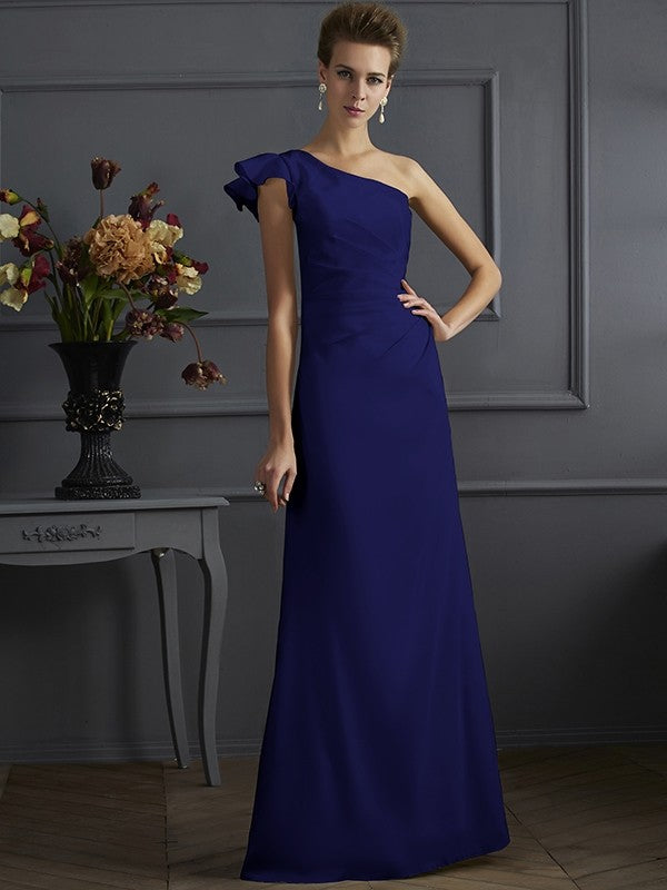 Classy Sleeveless One Shoulders Pleats Long Bridesmaid Dresses