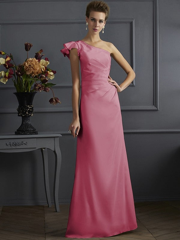 Classy Sleeveless One Shoulders Pleats Long Bridesmaid Dresses