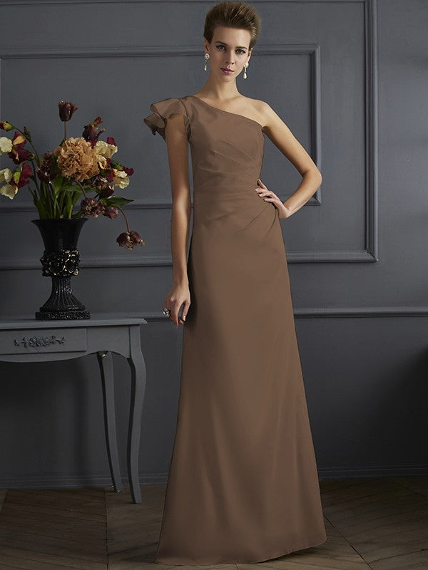 Classy Sleeveless One Shoulders Pleats Long Bridesmaid Dresses